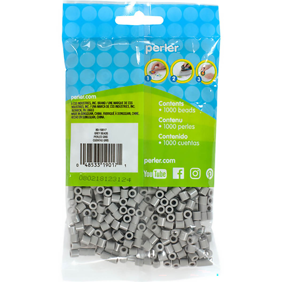 1,000 Perler Beads - Gray